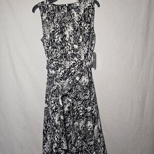 Chaps Black and White Printed Maxi Dress